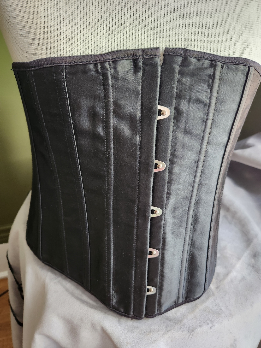Black Satin Overbust Corset - Size 3X